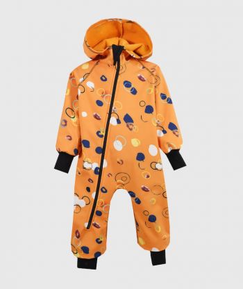 Waterproof Softshell Overall Comfy Circle Drawings Yellow Jumpsuit