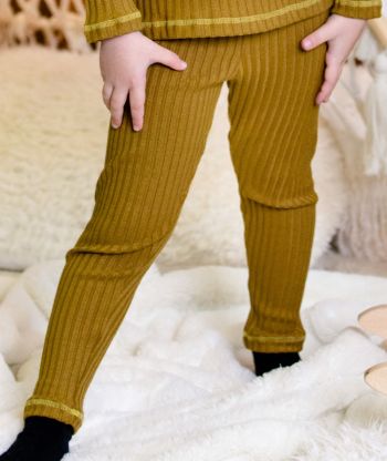 Ribbed-Knit Pants Ocher Yellow