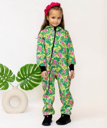 Waterproof Softshell Overall Comfy Tropical Flowers Jumpsuit