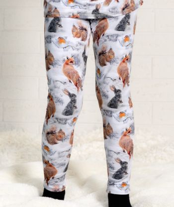 Thermal French Terry Pants Winter Forest Animals